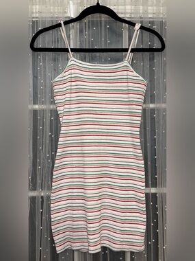 La Hearts White Mini Dress with Stripes S